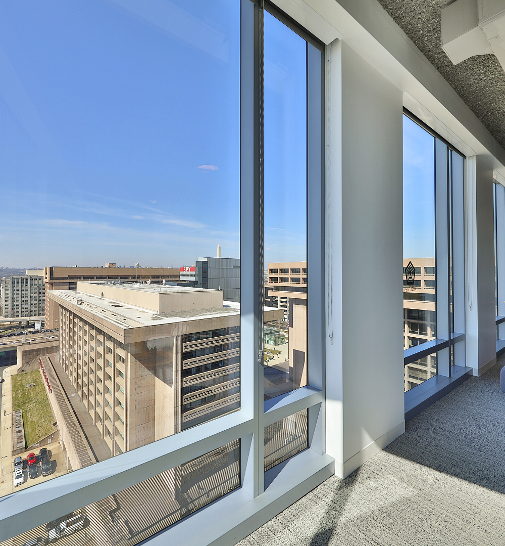 outside view from inside an office building